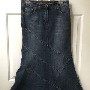 Drama Jeans Long Full length Dark Denim Skirt
